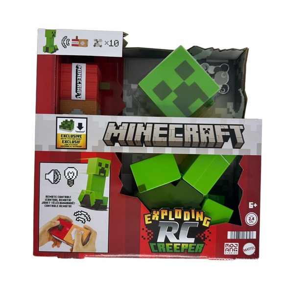 Mattel -Minecraft exploding Creeper RC Vehicle Remote Control 10” w/ DLC Codes - Picture 1 of 9